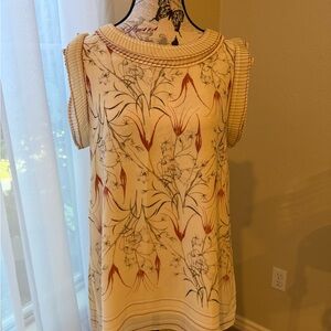 Floral Sleeveless Top - Cream and Red